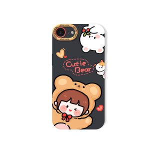 Cute Bear Hug Delight Silicone Case for Apple iPhone Series
