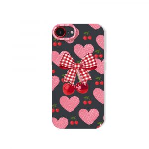 Cherry Bow Pattern Silicone Case for Apple iPhone Series