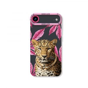 Leopard with Pink Leaves Silicone Case for Apple iPhone Series