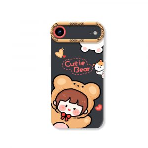 Cute Bear Hug Delight Silicone Case for Apple iPhone Series