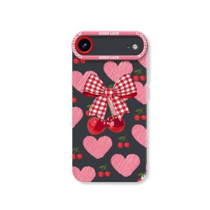 Cherry Bow Pattern Silicone Case for Apple iPhone Series