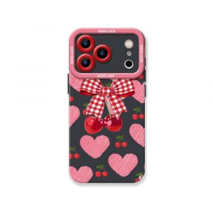 Cherry Bow Pattern Silicone Case for Apple iPhone Series