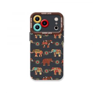 Elephant Harmony Vibrant Pattern Silicone Case for Apple iPhone Series