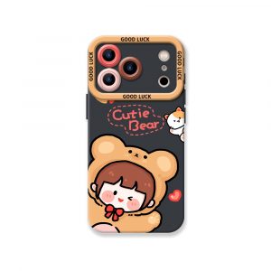 Cute Bear Hug Delight Silicone Case for Apple iPhone Series