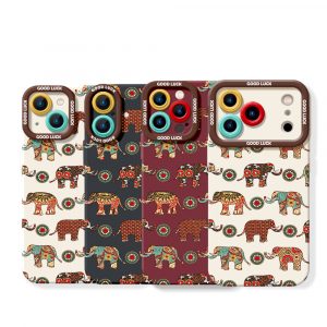 Elephant Harmony Vibrant Pattern Silicone Case for Apple iPhone Series