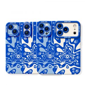 Vibrant All-Seeing Eye & Wave Pattern Silicone Case for Apple iPhone Series