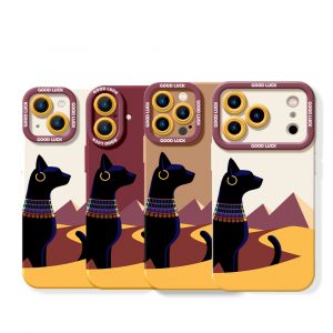 Egyptian Desert Night Dog Silicone Case for Apple iPhone Series