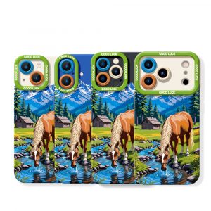 Mountain Retreat: Scenic Horse Pasture Silicone Case for Apple iPhone Series