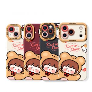 Cute Bear Hug Delight Silicone Case for Apple iPhone Series