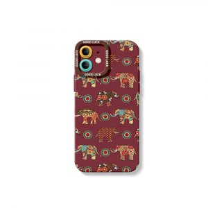 Elephant Harmony Vibrant Pattern Silicone Case for Apple iPhone Series