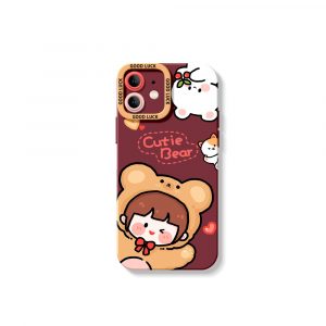 Cute Bear Hug Delight Silicone Case for Apple iPhone Series