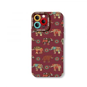 Elephant Harmony Vibrant Pattern Silicone Case for Apple iPhone Series