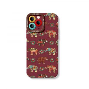 Elephant Harmony Vibrant Pattern Silicone Case for Apple iPhone Series
