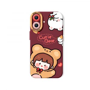 Cute Bear Hug Delight Silicone Case for Apple iPhone Series