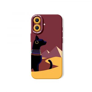Egyptian Desert Night Dog Silicone Case for Apple iPhone Series - iPhone 17, Maroon