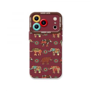 Elephant Harmony Vibrant Pattern Silicone Case for Apple iPhone Series