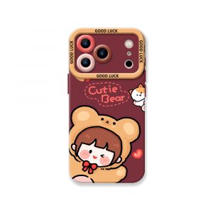 Cute Bear Hug Delight Silicone Case for Apple iPhone Series