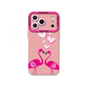 Flirty Flamingo Love Silicone Case for Apple iPhone Series - iPhone 17 Pro Max, Pink