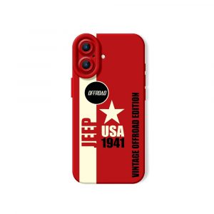 Vintage Offroad Americana Vibe Silicone Case for Apple iPhone Series - iPhone 17, Red