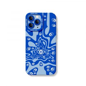 Vibrant All-Seeing Eye & Wave Pattern Silicone Case for Apple iPhone Series