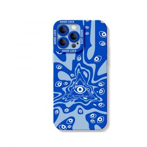 Vibrant All-Seeing Eye & Wave Pattern Silicone Case for Apple iPhone Series