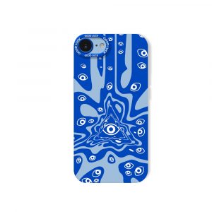 Vibrant All-Seeing Eye & Wave Pattern Silicone Case for Apple iPhone Series - iPhone 16e, Sky Blue