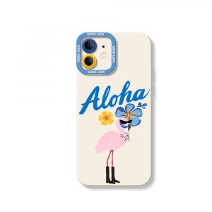 Aloha Flamingo Paradise Silicone Case for Apple iPhone Series - iPhone 12, White