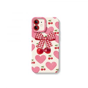 Cherry Bow Pattern Silicone Case for Apple iPhone Series