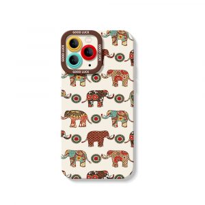 Elephant Harmony Vibrant Pattern Silicone Case for Apple iPhone Series