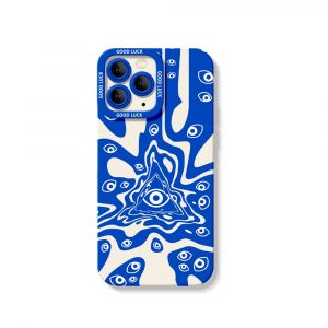 Vibrant All-Seeing Eye & Wave Pattern Silicone Case for Apple iPhone Series
