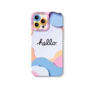 Pastel Waves & Hello Charm Silicone Case for Apple iPhone Series