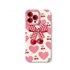 Cherry Bow Pattern Silicone Case for Apple iPhone Series