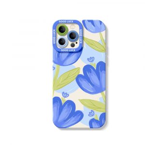 Blue Tulip Bliss Silicone Case for Apple iPhone Series - iPhone 14 Pro Max, White