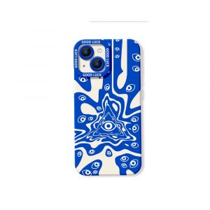 Vibrant All-Seeing Eye & Wave Pattern Silicone Case for Apple iPhone Series