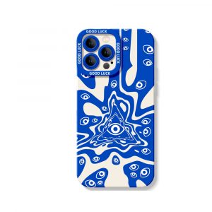 Vibrant All-Seeing Eye & Wave Pattern Silicone Case for Apple iPhone Series