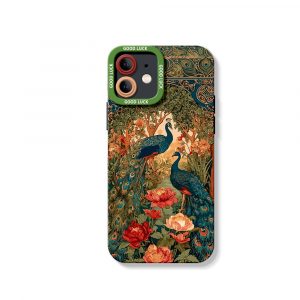 Elegant Peacock Garden Silicone Case for Apple iPhone Series