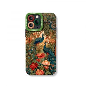 Elegant Peacock Garden Silicone Case for Apple iPhone Series