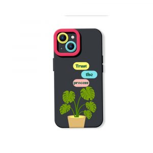 Botanical Bliss Trust the Process Silicone Case for Apple iPhone Series - iPhone 15 Plus, Black