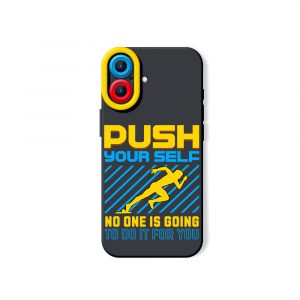 Motivational Runner Vibe Push Yourself Silicone Case for Apple iPhone Series - iPhone 17, Black