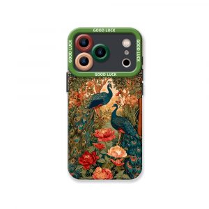 Elegant Peacock Garden Silicone Case for Apple iPhone Series