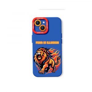 Fiery Lion Courage - Silicone Case for Apple iPhone Series - iPhone 15 Plus, Blue