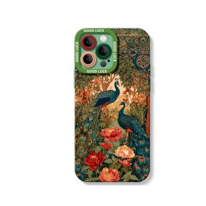 Elegant Peacock Garden Silicone Case for Apple iPhone Series