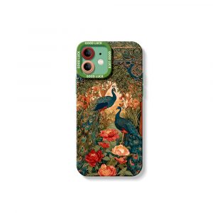 Elegant Peacock Garden Silicone Case for Apple iPhone Series
