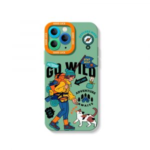 Adventure Awaits Vibrant Hiker Design Silicone Case for Apple iPhone Series