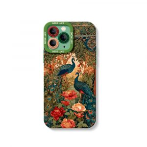 Elegant Peacock Garden Silicone Case for Apple iPhone Series