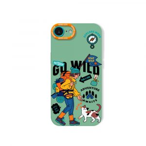 Adventure Awaits Vibrant Hiker Design Silicone Case for Apple iPhone Series