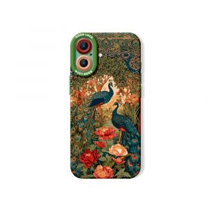 Elegant Peacock Garden Silicone Case for Apple iPhone Series - iPhone 17, Green