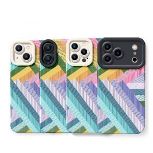 Geometric Colorburst Silicone Case for Apple iPhone Series.