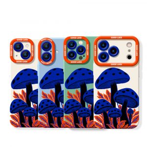 Enchanted Night Forest: Vibrant Mushroom Madness Silicone Case for Apple iPhone Series