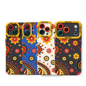 Vibrant Floral Paisley Charm Silicone Case for Apple iPhone Series